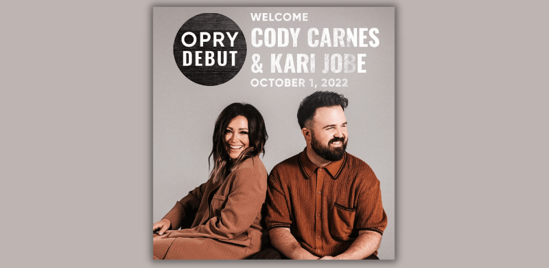 Cody Carnes and Kari Jobe Making October Opry Debut